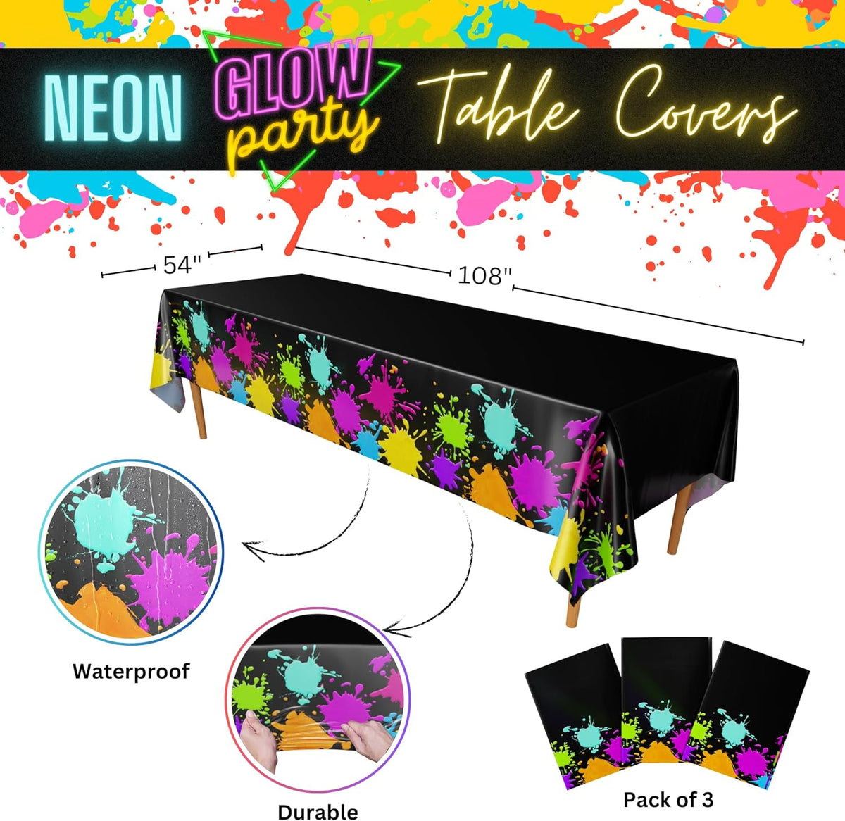 Neon Party Power! Glow Table Covers (3Pack) for Vibrant Fun Blue