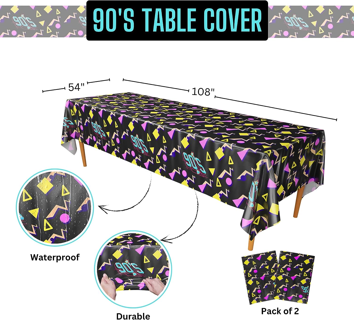 90s Party Deluxe Party Supplies Packs (123 Pieces for 16 Guests)