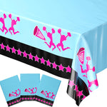 Vibrant cheerleading-themed table covers featuring spirited designs, perfect for adding a dash of enthusiasm and team spirit to your event decor.