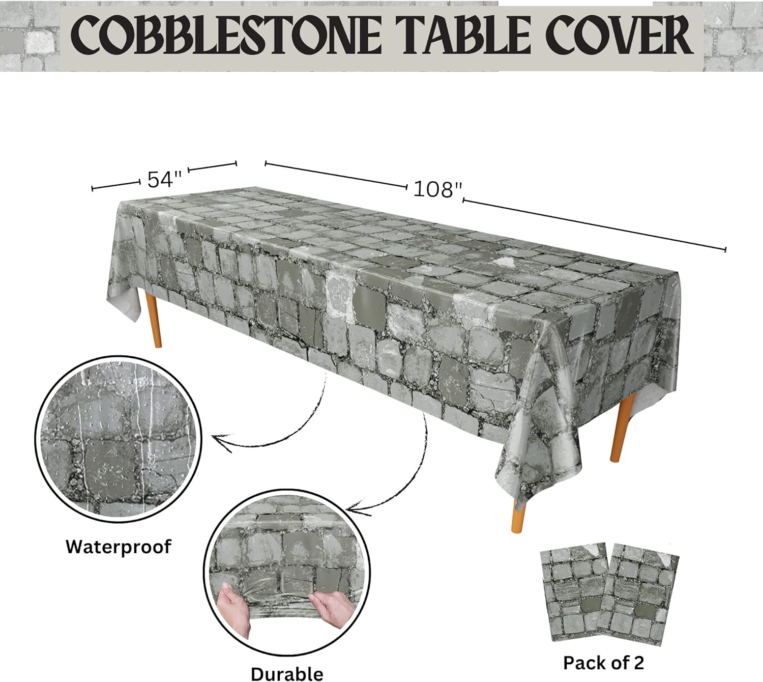 Cobblestone Tablecovers - 54in x 108in (2 Pack)
