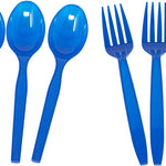 Blue Plastic Forks and Spoons to match brick themed parties