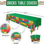 Brick Themed Table Covers with a brick-patterned design, adding a touch of building block fun to your party or event decorations.