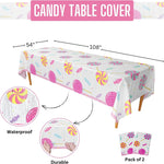 Candy Table Covers with a delightful and colorful candy design, perfect for adding a sweet and vibrant touch to your party decorations or candy-themed celebrations.
