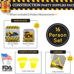 Construction Party Supplies Packs (For 16 Guests)