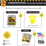 Construction Value Party Supplies Packs (For 16 Guests)