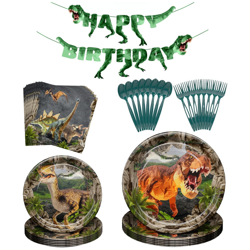 Dinosaur Party Supplies Pack (109 Pieces for 20 Guests)