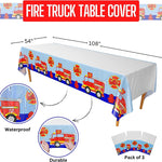 Fire Truck Print Plastic Table Covers - Waterproof and Durable