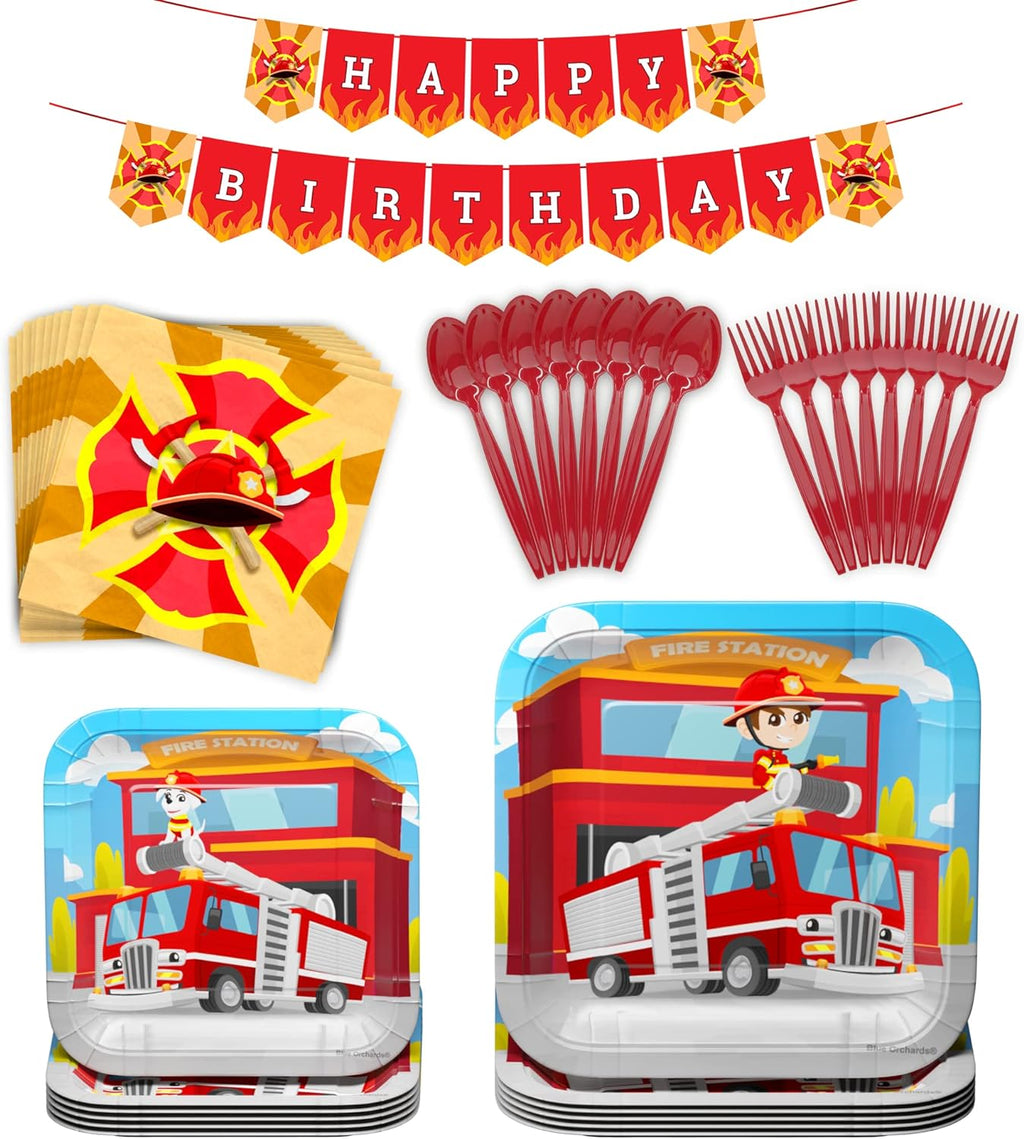 Fire Truck Party Supplies Packs (For 16 Guests)