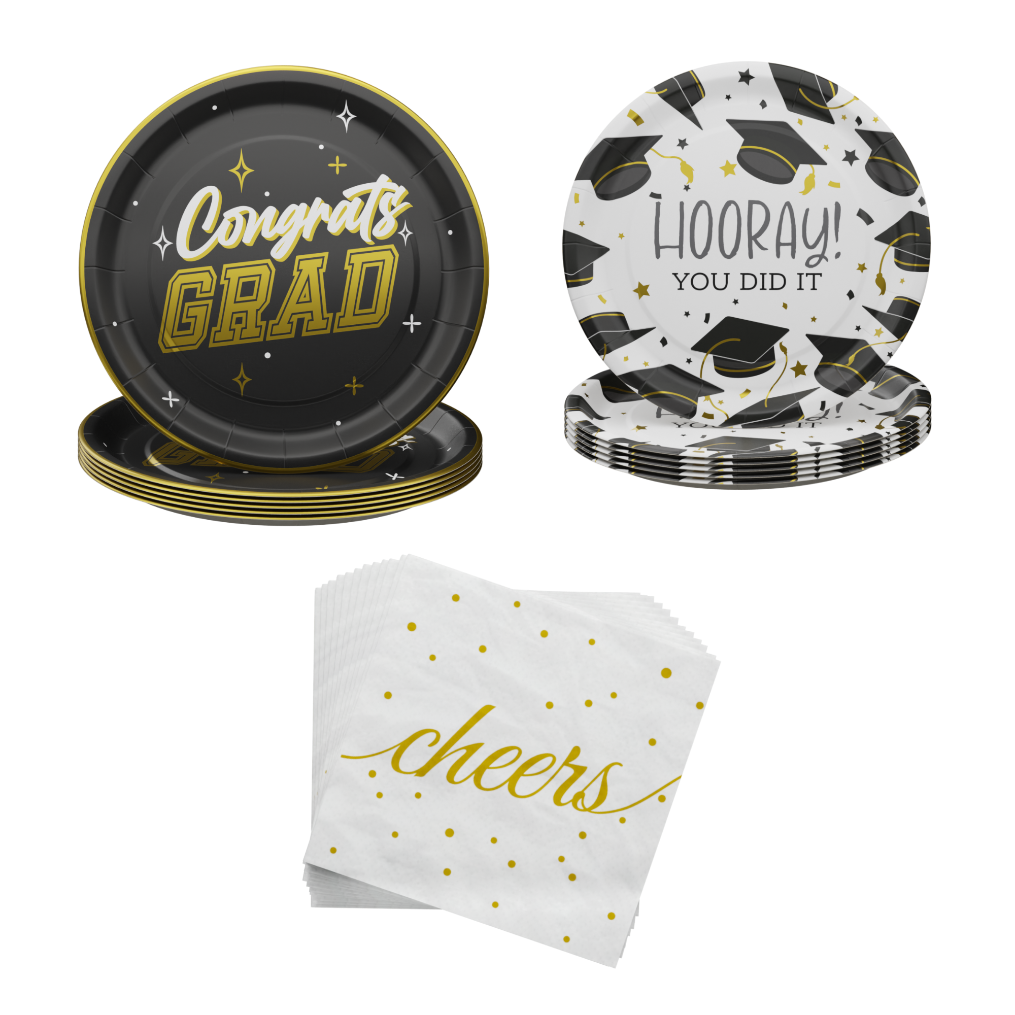 Graduation Plates and Napkins Pack (60 Pieces for 20 Guests)