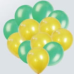 Green and Yellow Latex Balloons to match Brick Party Themed Celebration
