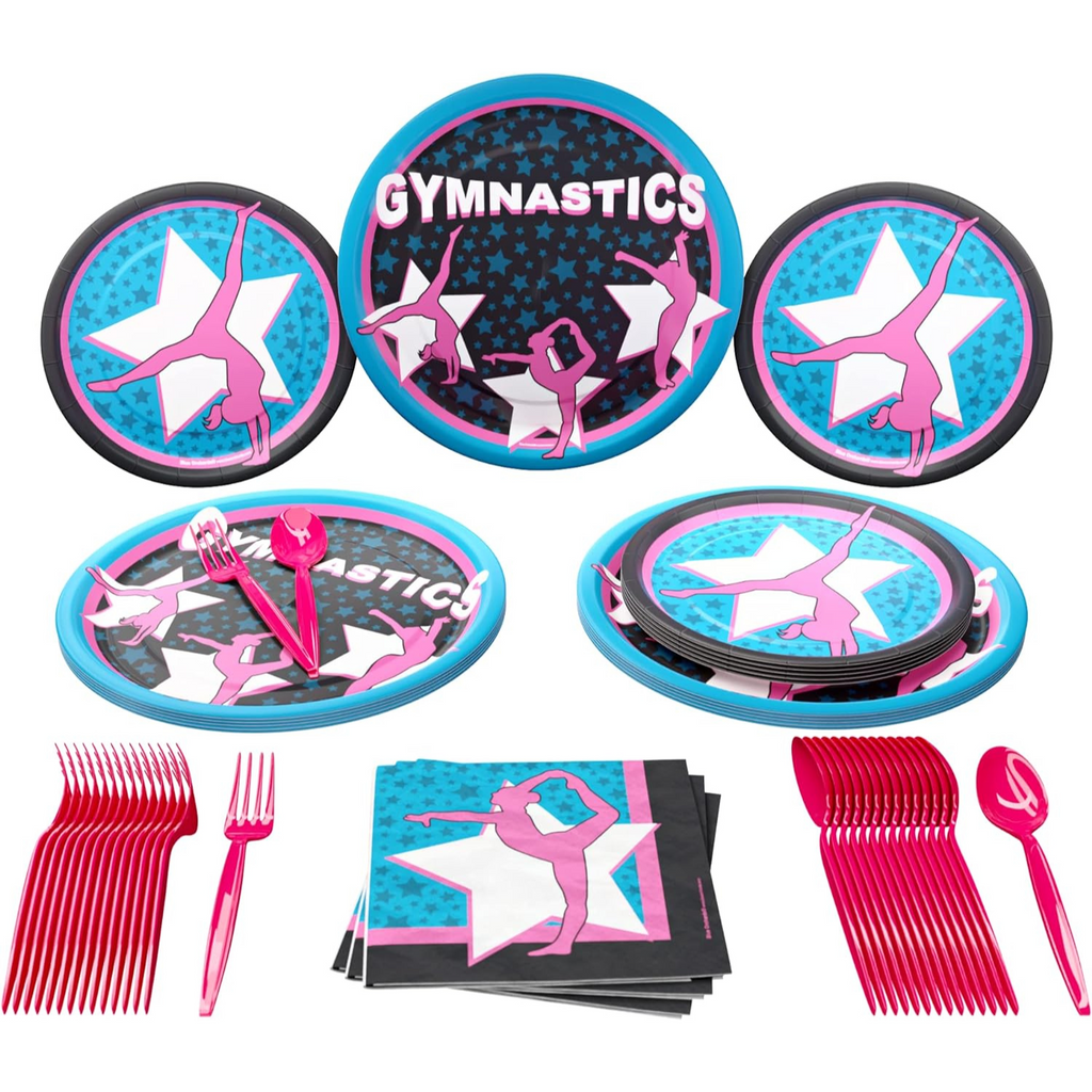 Gymnastics Party Supplies Packs (100 Pieces for 16 Guests)