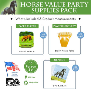 Horse Value Party Supplies Packs (For 16 Guests)