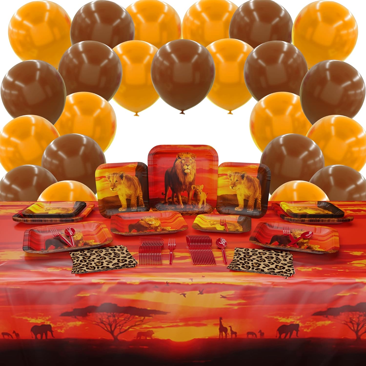 Lion Deluxe Party Supplies Packs (122 Pieces for 16 Guests)