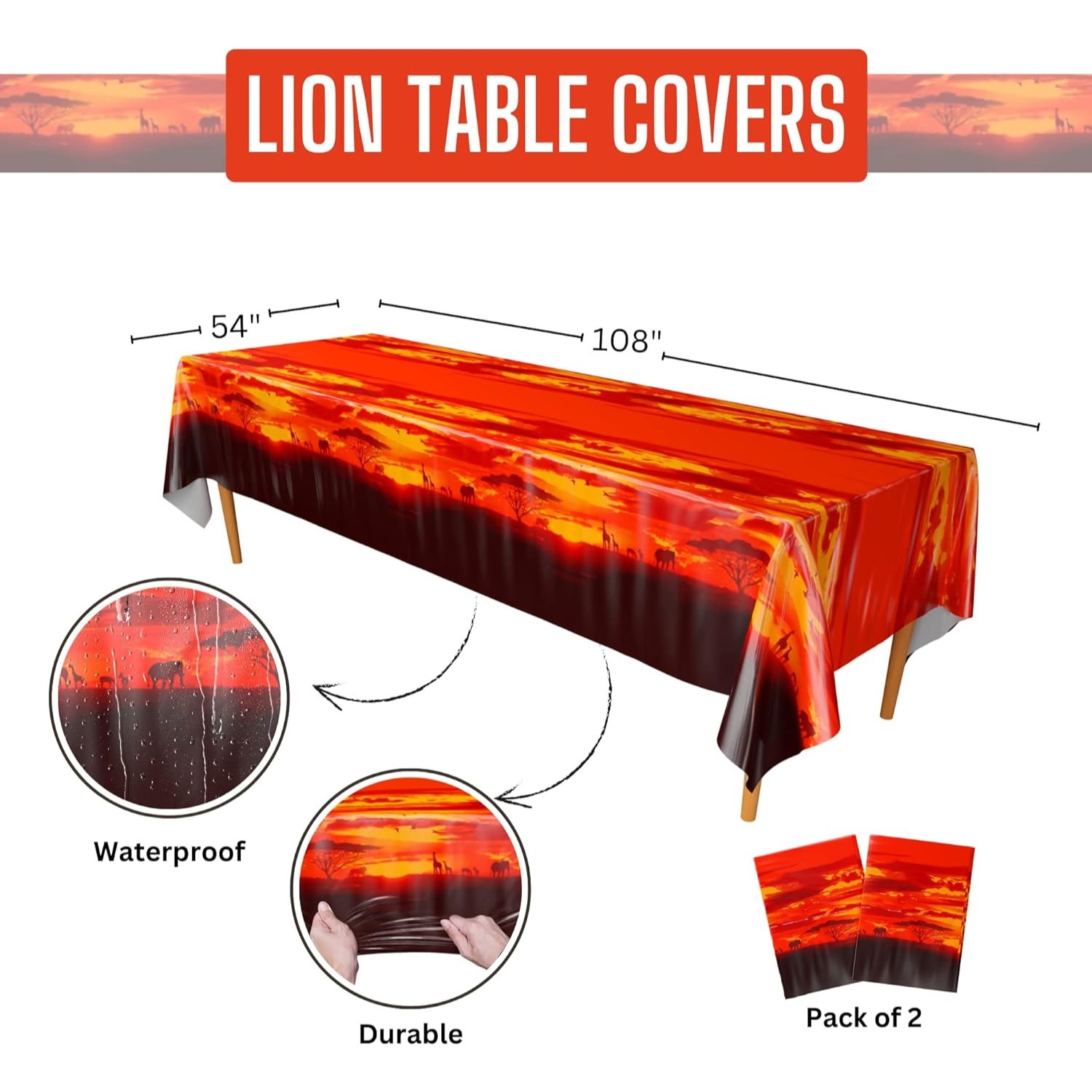 Lion Deluxe Party Supplies Packs (122 Pieces for 16 Guests)