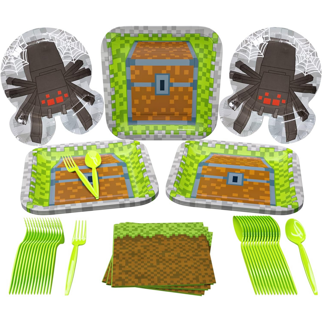 Mining Fun Dinner and Spider Shaped Plates Pack (For 16 Guests)