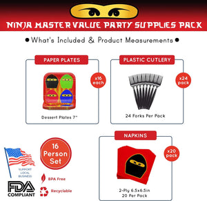Ninja Master Value Party Supplies Packs (For 16 Guests)