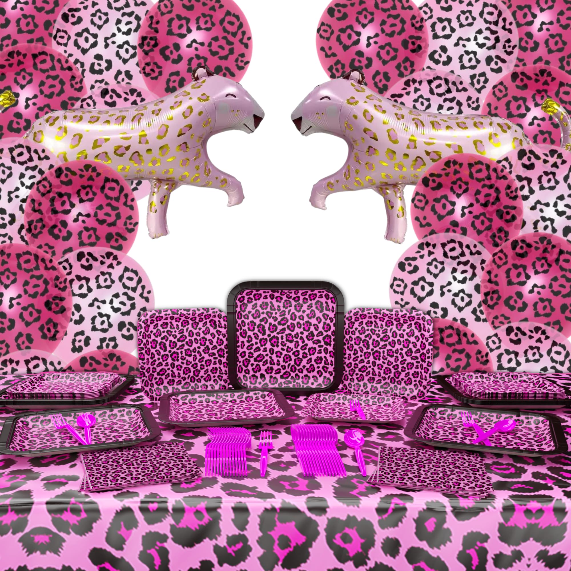 Pink Leopard Deluxe Party Supplies Packs (For 20 Guests)