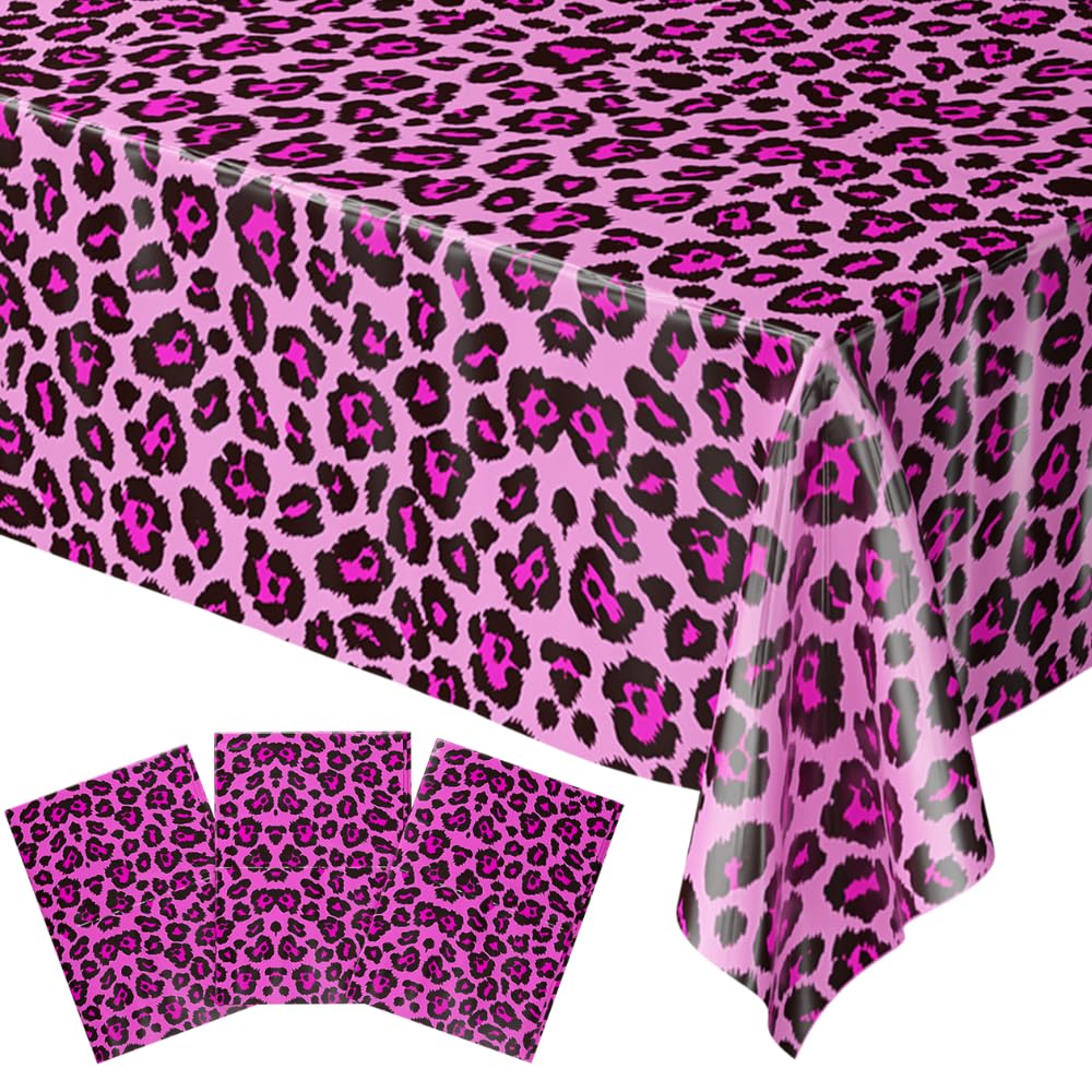 Pink Leopard Table Covers - 54in x 108in (3 Pack)