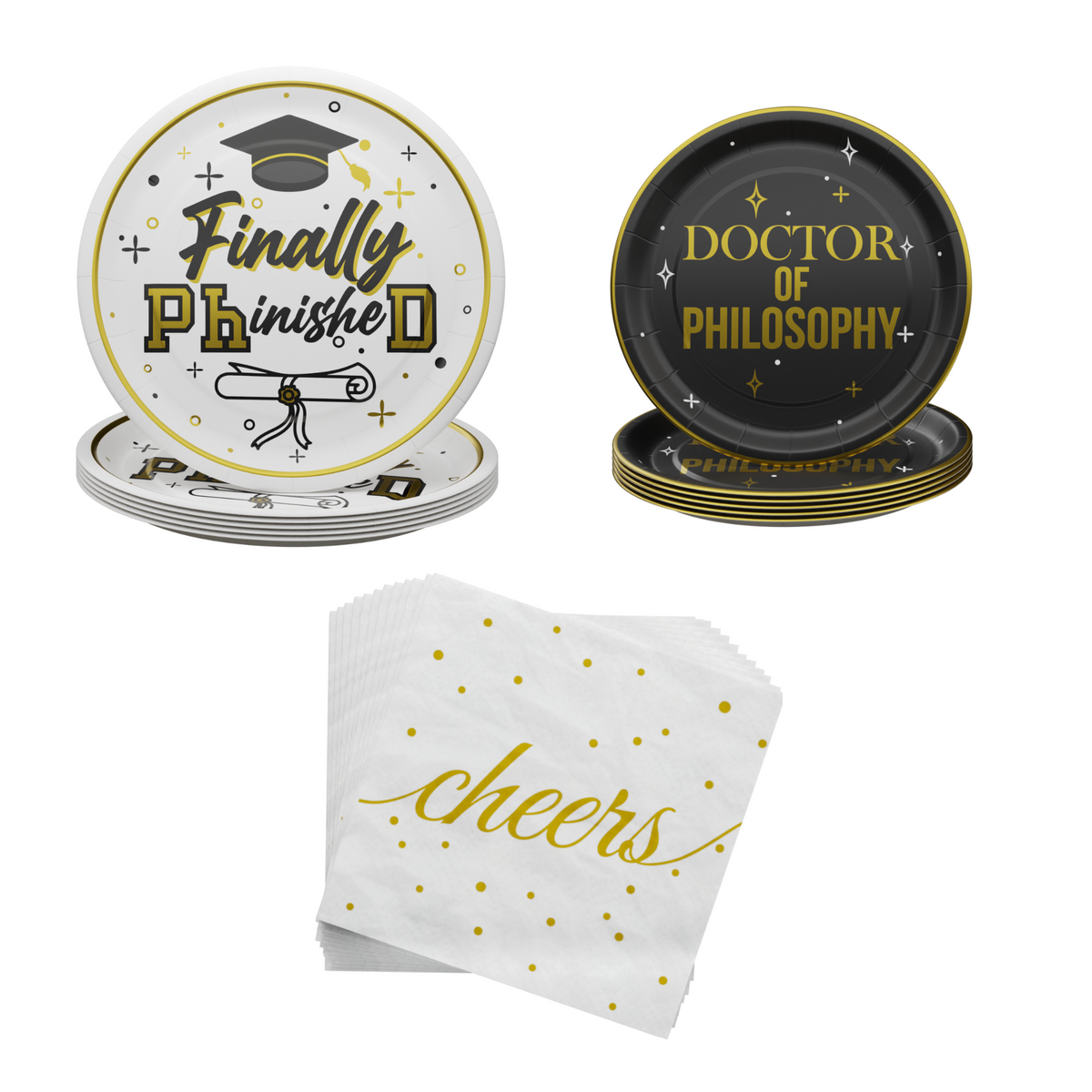 PhD Graduation Plates and Napkins Pack (60 Pieces for 20 Guests) – Blue ...