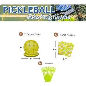 Pickleball Value Party Supplies (64 Pieces for 20 Guests)