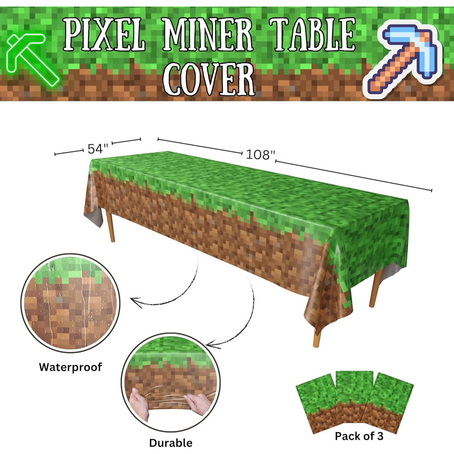 Pixel Miner Table Cover (Pack of 3)
