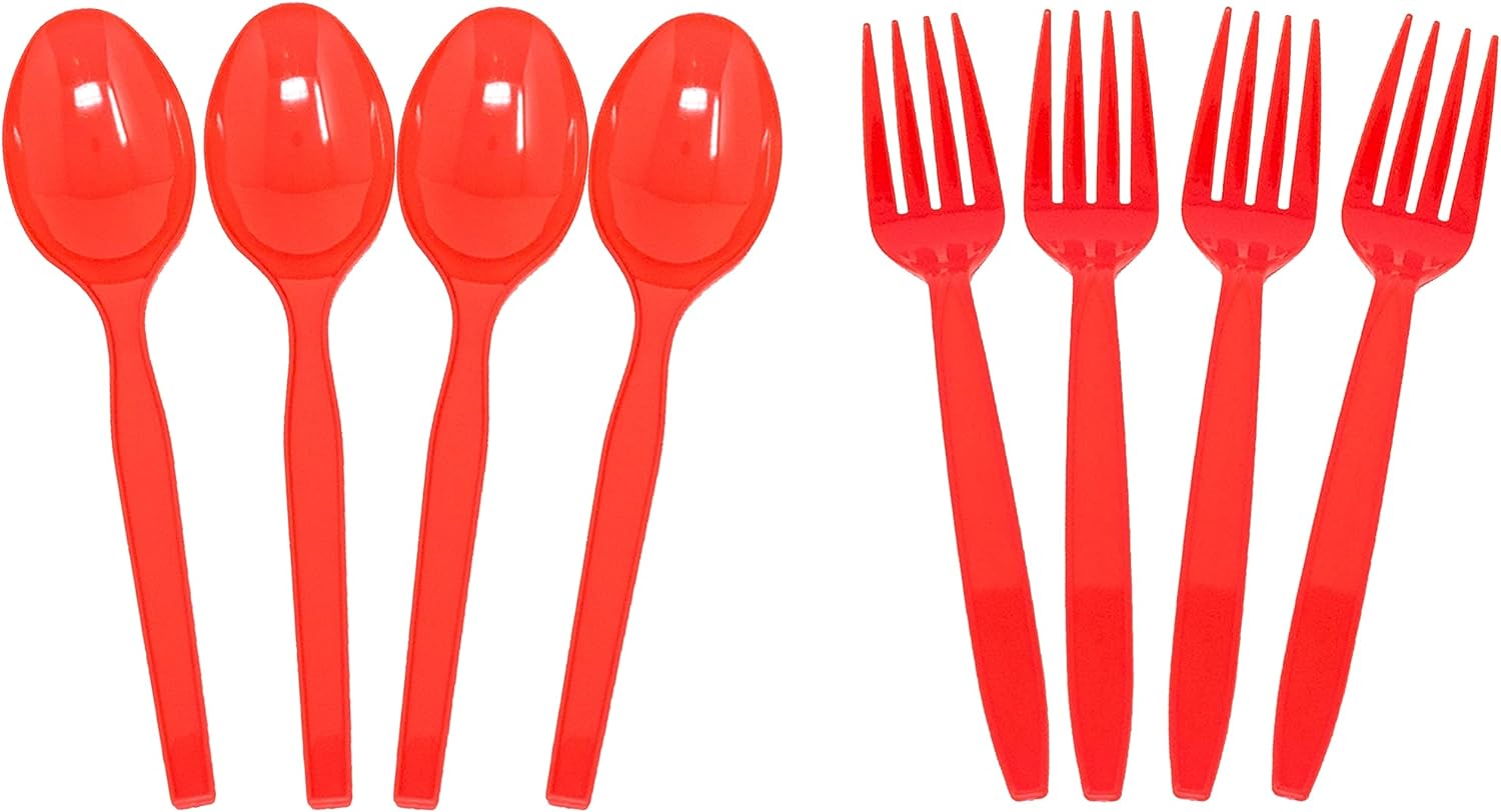 Red Forks and Spoons to match Bingo themed Celebrations.