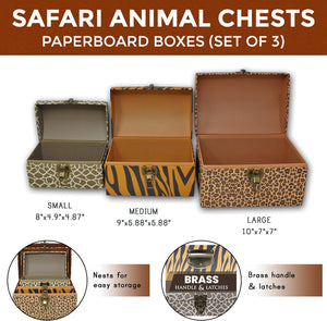 Safari Animal Chest Paperboard Boxes (Set of 3)
