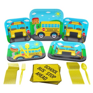 School Bus Party Supplies Packs (For 16 Guests)