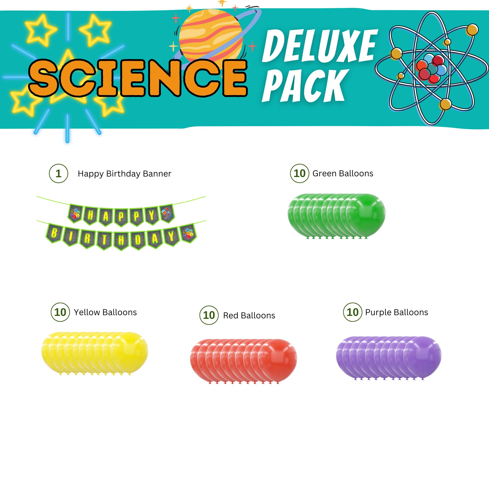 Science Deluxe Party Supplies Packs (For 16 Guests)