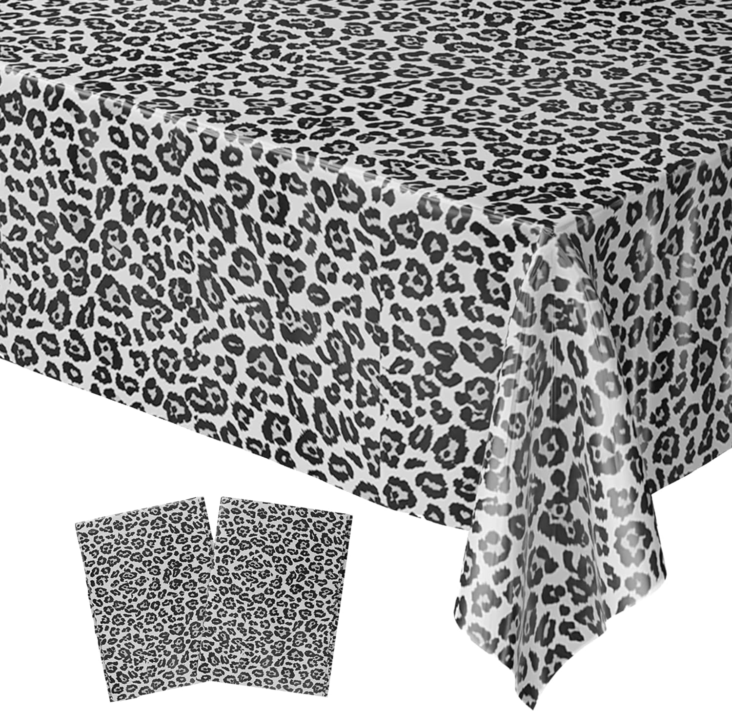 Snow Leopard Table Covers - 54in x 108in (2 Pack)