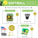 Softball Value Party Supplies Packs (For 16 Guests)