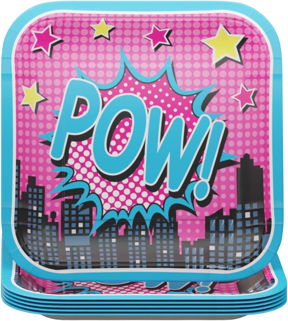Superhero Girl Party Supplies Packs (For 16 Guests)