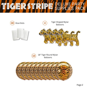Tiger Stripe Deluxe Party Supplies Packs (For 16 Guests)