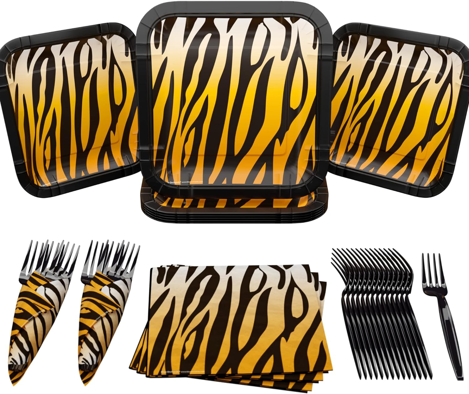 Tiger Stripe Value Party Supplies Packs (For 16 Guests)