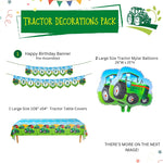 TRACTOR PARTY DECORATIONS - Contains (2) Large Tractor Shape Mylar Balloons - (1) Large Tractor Print Plastic Table Covers - (1) Tractor Print Happy Birthday Banner