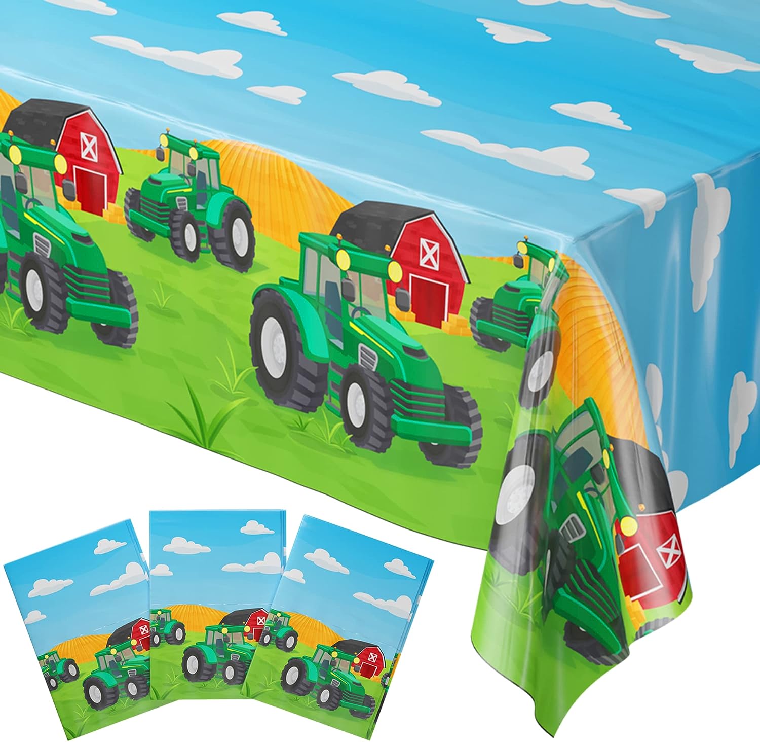 Tractor Print Plastic Table Covers - Pack of 3