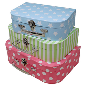 Pastel Luggage Chest Paperboard Boxes (Set of 3)