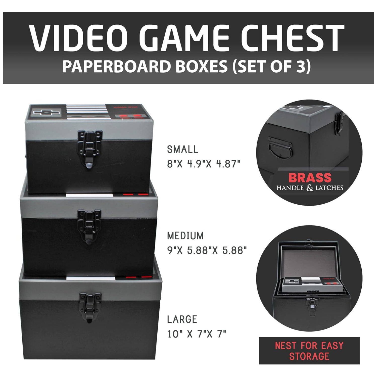 Video Game Chest Paperboard Boxes (Set of 3)