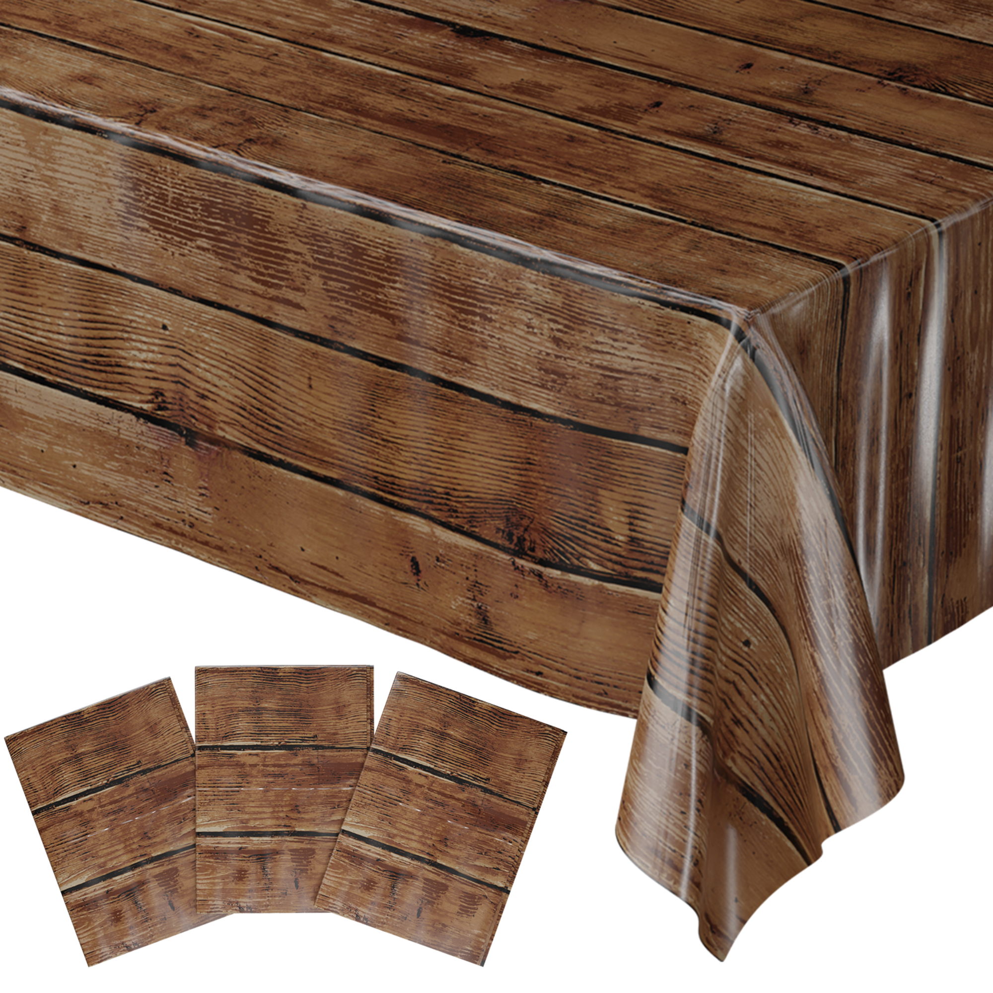 Wood Grain Table Cover (Pack of 3) - 54" x 108" XL