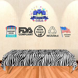 FDA Compliant, Non Toxic, Reusable, and Designed in USA Zebra Table Covers are a perfect complement to your birthday party decorations and will make your table settings stand out!
